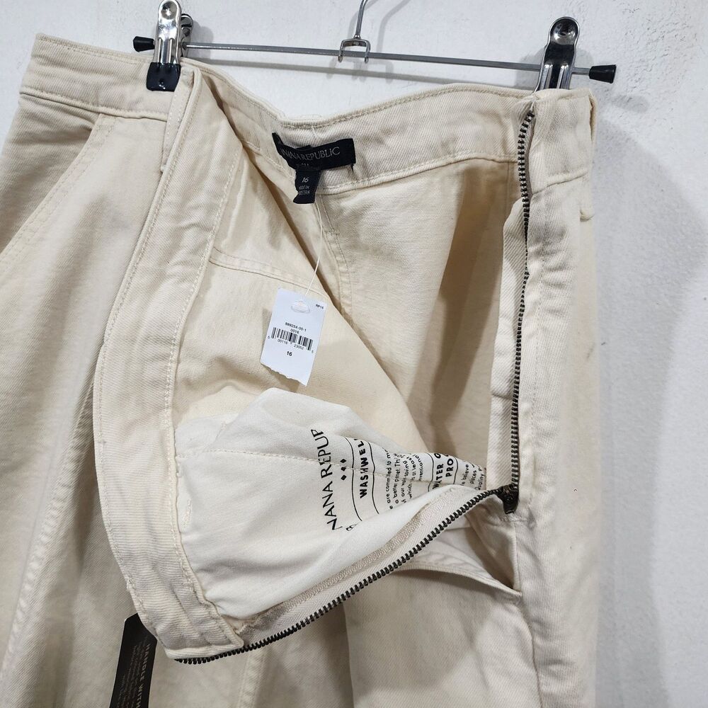 Banana Republic Denim Flare Maxi Skirt Ivory Cream High-waisted Jean NWT Size 16 - Picture 4 of 15